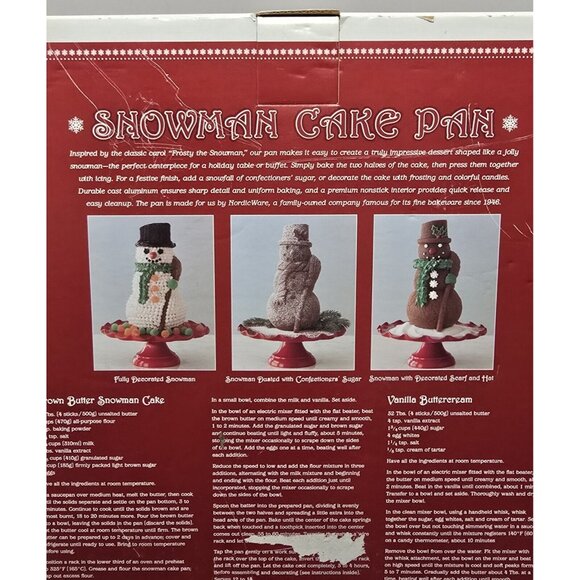 Nordic Ware 13 X 12" Snowman 3D Cake Mold Pan 10 Cups 2.6 Liters Williams Sonoma - Picture 8 of 9